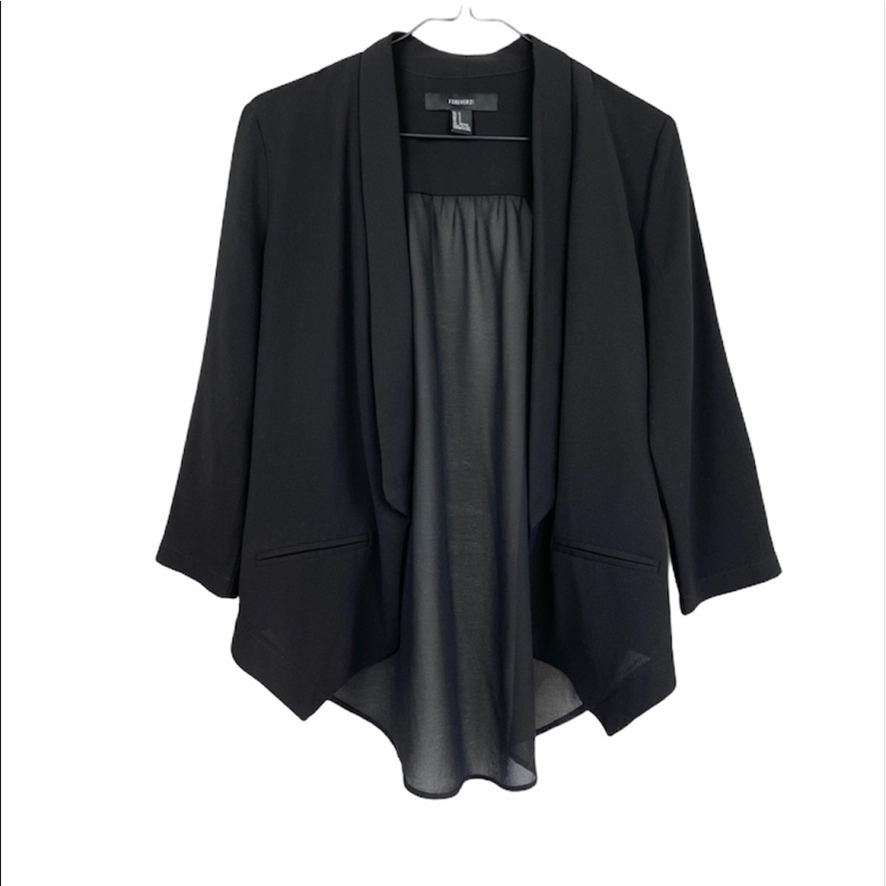 Sheer Black 3/4 Sleeve Blazer Jacket